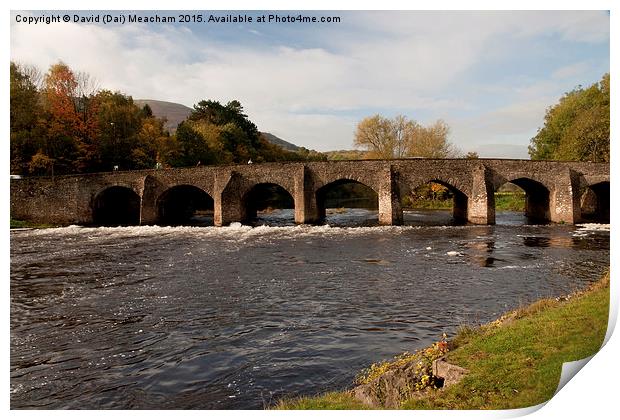  Abergavenny Bridge in summer Print by David (Dai) Meacham