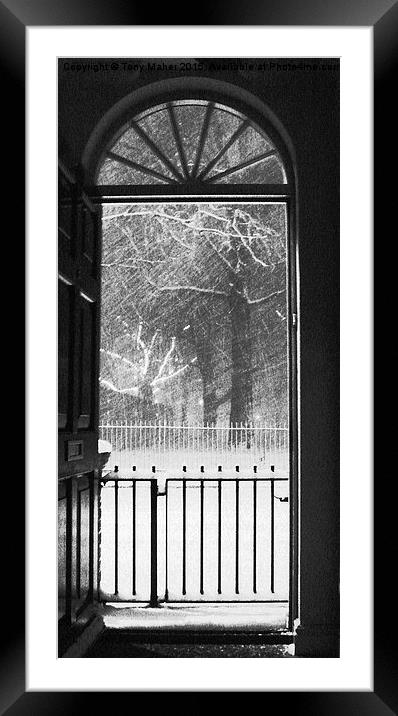  Winter view from a London doorway Framed Mounted Print by Tony Maher