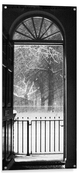  Winter view from a London doorway Acrylic by Tony Maher