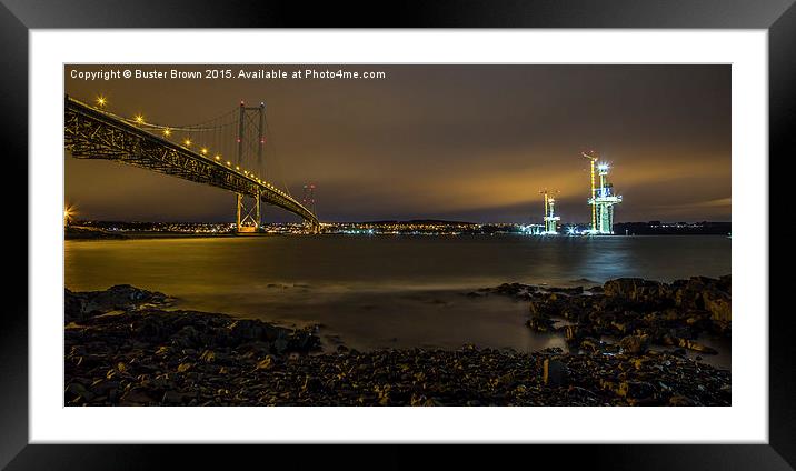 Queensferry Crossing and Forth Road Bridge Framed Mounted Print by Buster Brown