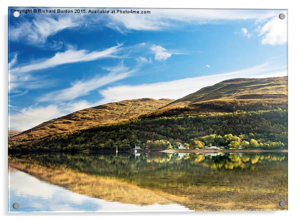 Autumn Reflection, Loch Long Acrylic by Richard Burdon
