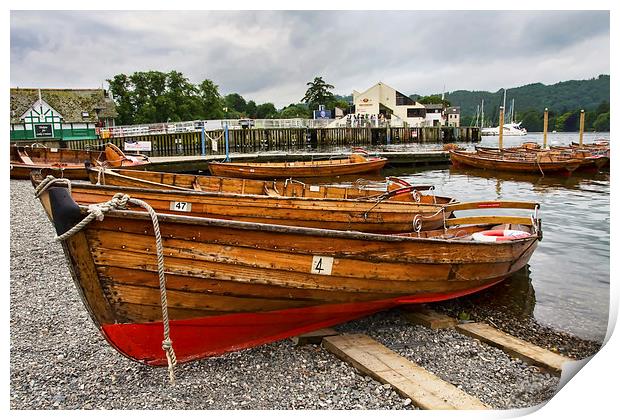  Bowness Boats Windermere Print by Gary Kenyon