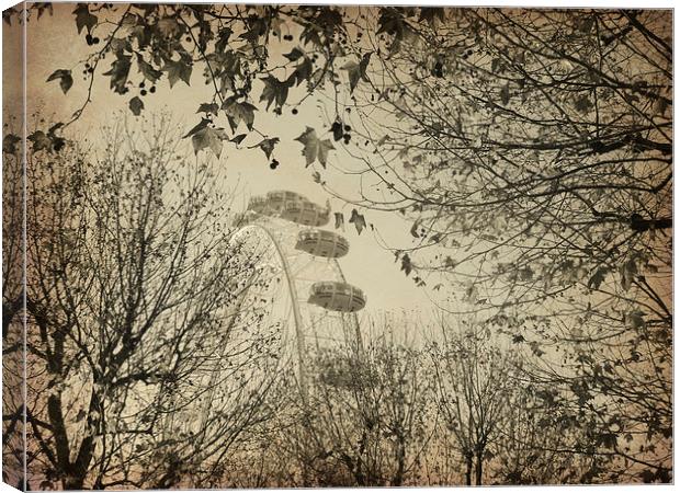 London Eye through autumn trees Canvas Print by Heather Newton