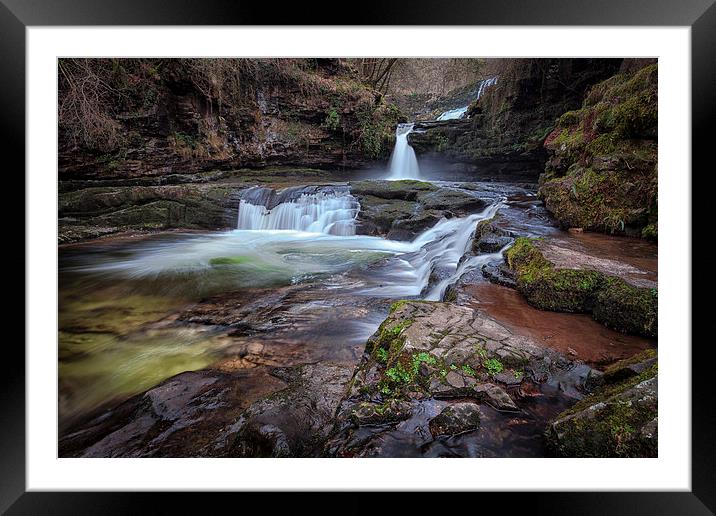 Waterfall country, South Wales Framed Mounted Print by Leighton Collins
