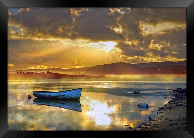  Misty River Sunrise Framed Print by Mal Bray