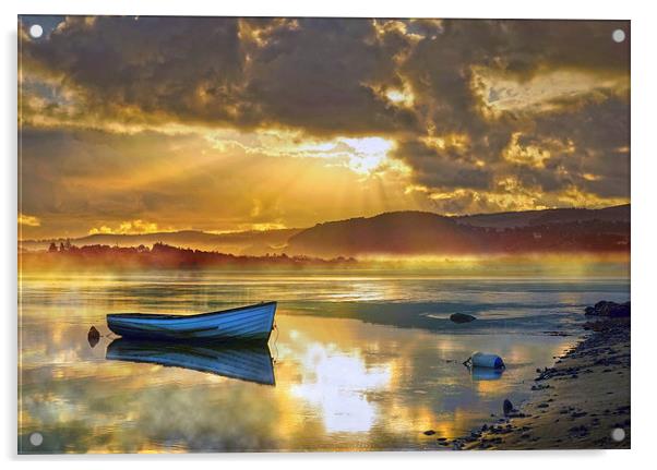  Misty River Sunrise Acrylic by Mal Bray