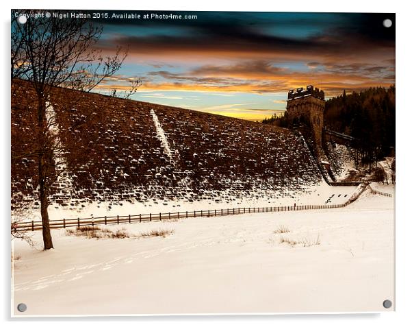  Snow at Derwent Dam Acrylic by Nigel Hatton