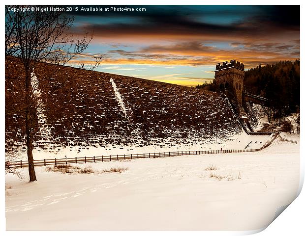  Snow at Derwent Dam Print by Nigel Hatton