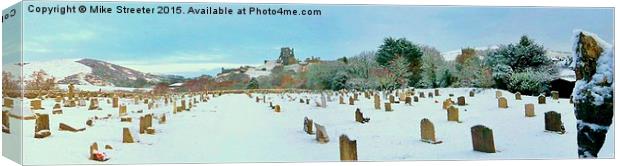  Corfe snow panorama Canvas Print by Mike Streeter
