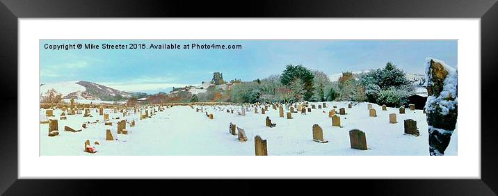  Corfe snow panorama Framed Mounted Print by Mike Streeter