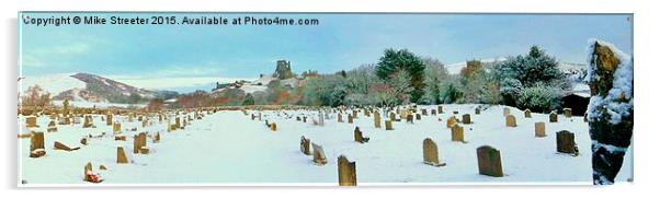  Corfe snow panorama Acrylic by Mike Streeter