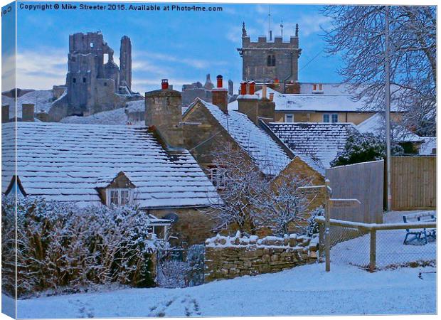  Snowy Corfe Canvas Print by Mike Streeter