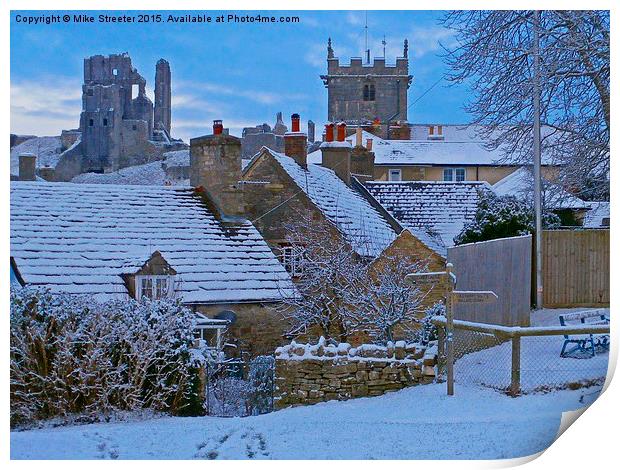  Snowy Corfe Print by Mike Streeter
