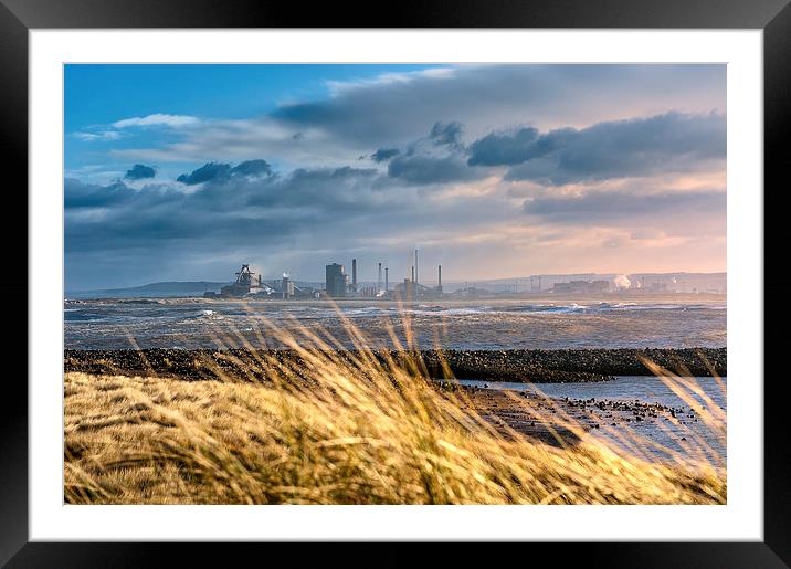  Redcar steelworks across the River Tees Framed Mounted Print by Greg Marshall