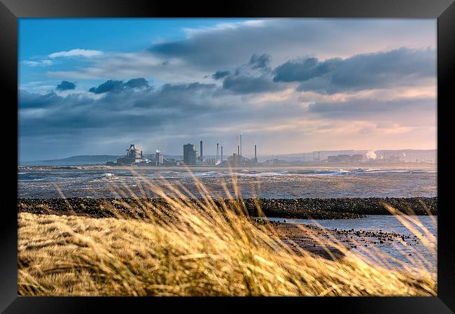 Redcar steelworks across the River Tees Framed Print by Greg Marshall