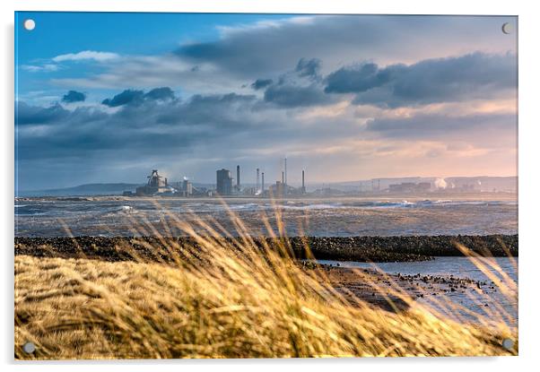  Redcar steelworks across the River Tees Acrylic by Greg Marshall
