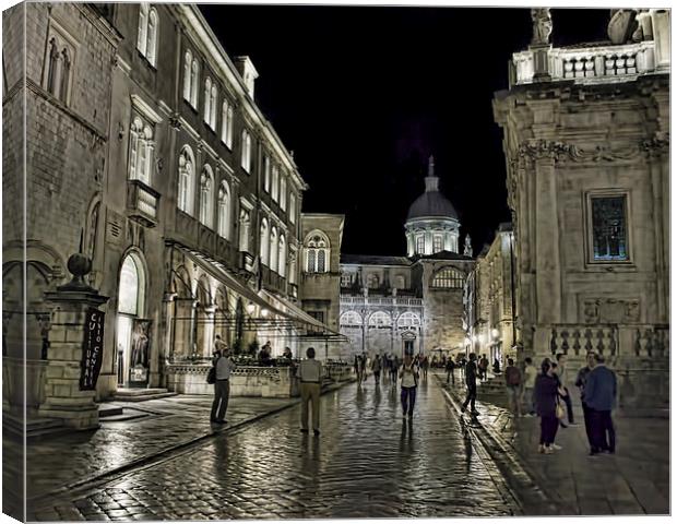  Dubrovnic at night Canvas Print by Colin Metcalf