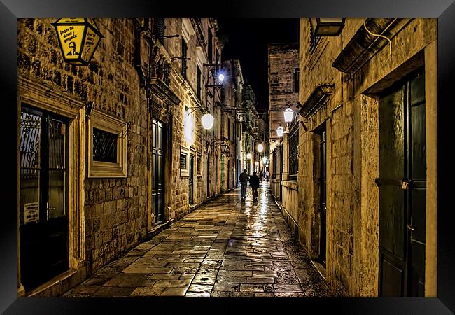  Dubrovnic at night Framed Print by Colin Metcalf