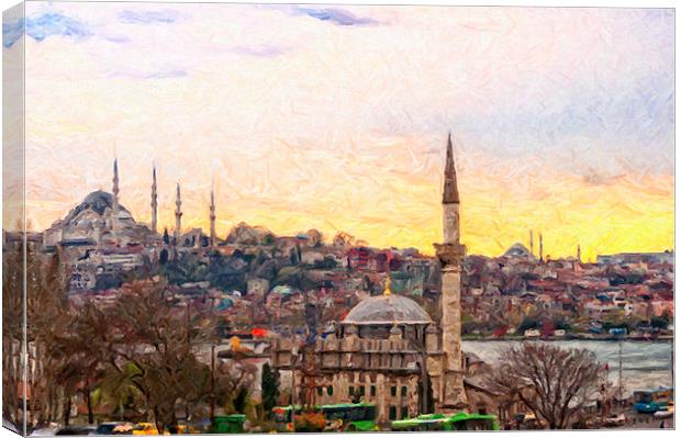 Istanbul Cityscape Digital Painting Canvas Print by Antony McAulay