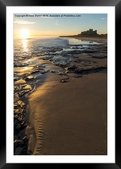  Bamburgh Castle Sunrise. Framed Mounted Print by Dave Staton