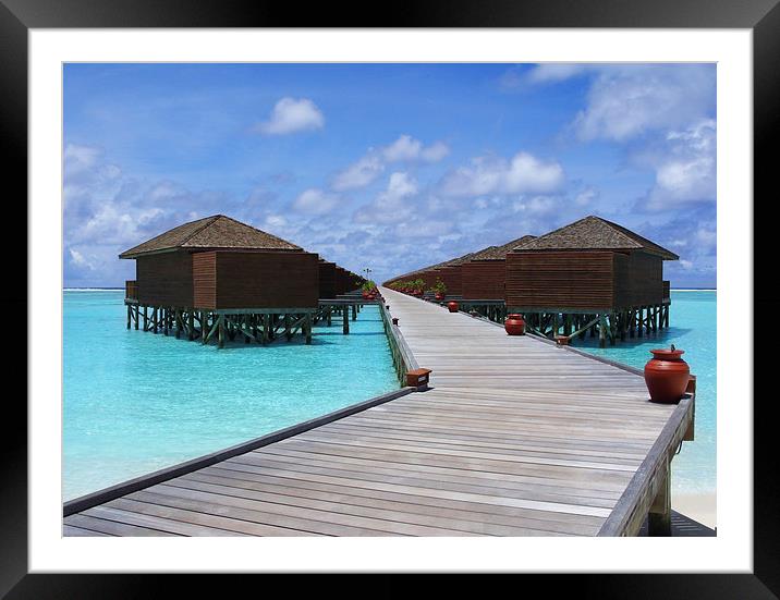 Maldives Water villas Framed Mounted Print by Andy Evans
