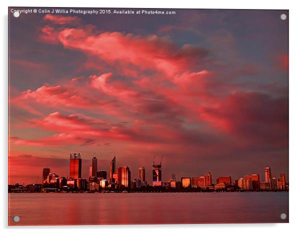  Sunset Over Perth Western Australia Acrylic by Colin Williams Photography