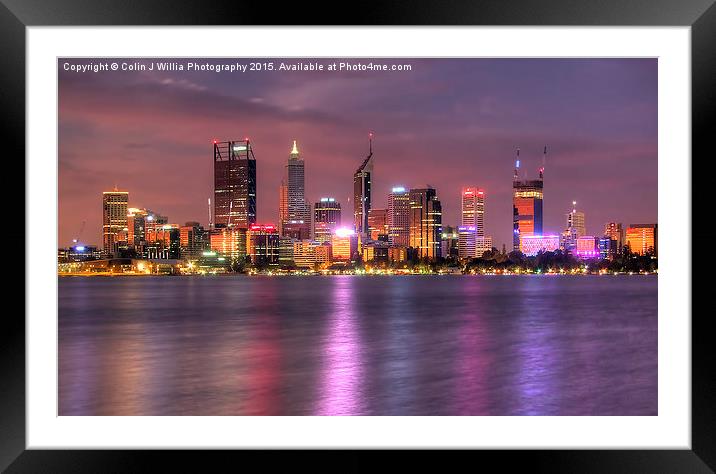  Perth WA  at Night Framed Mounted Print by Colin Williams Photography