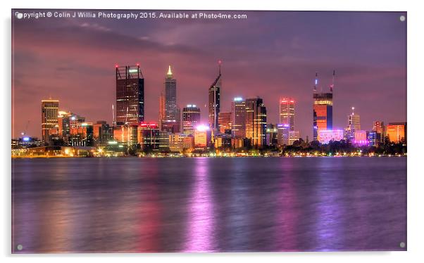  Perth WA  at Night Acrylic by Colin Williams Photography