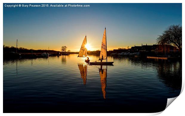  Sailing through the sunset Print by Gary Pearson