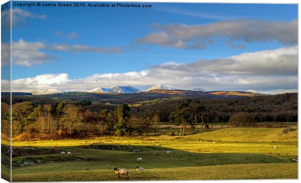  Coniston Fells From Rusland Canvas Print by Jamie Green