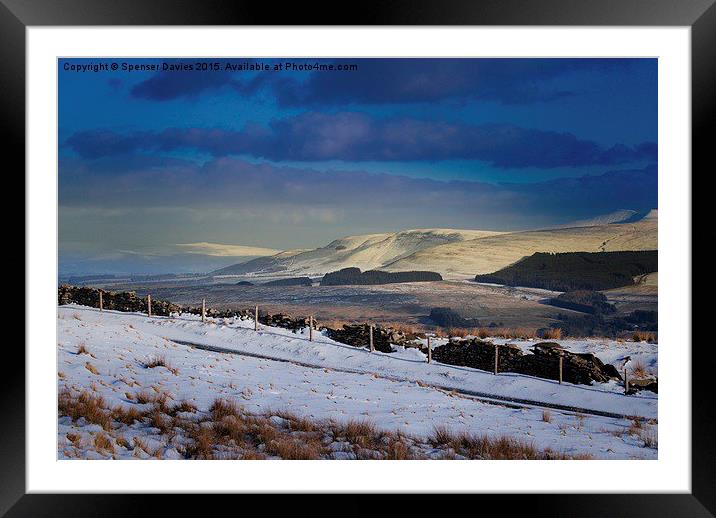  Snowy landscape in the Brecon Beacons Framed Mounted Print by Spenser Davies