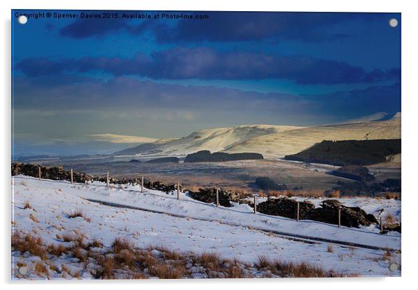  Snowy landscape in the Brecon Beacons Acrylic by Spenser Davies