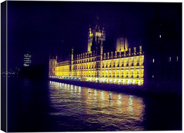 London at Night Houses of Parliment after dark  Canvas Print by Terry Senior
