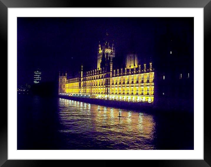 London at Night Houses of Parliment after dark  Framed Mounted Print by Terry Senior