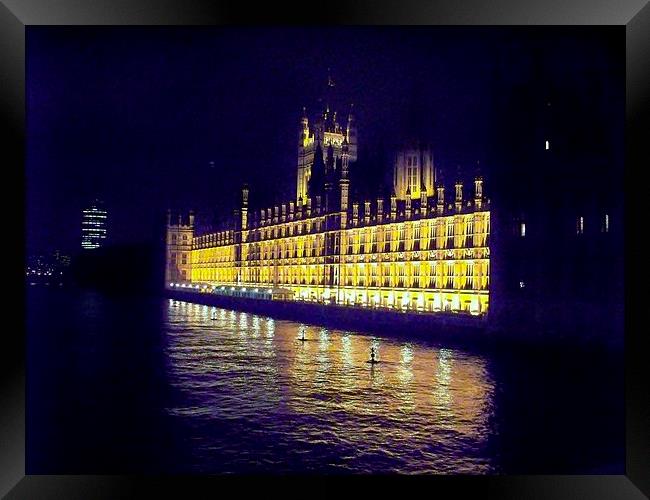 London at Night Houses of Parliment after dark  Framed Print by Terry Senior