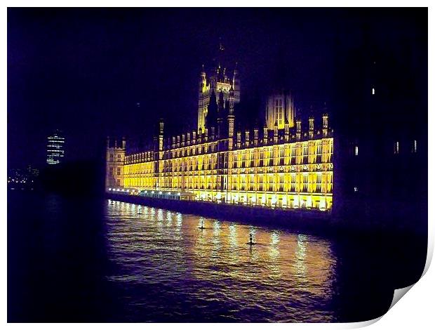 London at Night Houses of Parliment after dark  Print by Terry Senior