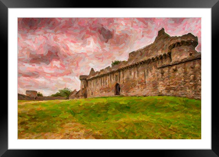 Craigmillar Castle Digital Painting Framed Mounted Print by Antony McAulay