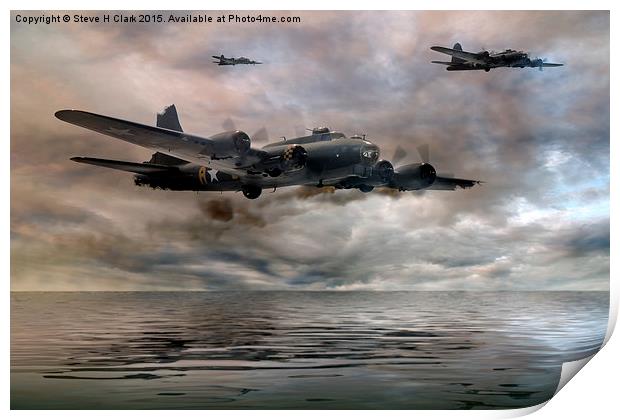  B-17 Flying Fortress - Almost Home Print by Steve H Clark