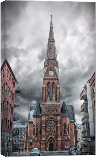 Gustav Adolf Kyrka Digital Painting Canvas Print by Antony McAulay