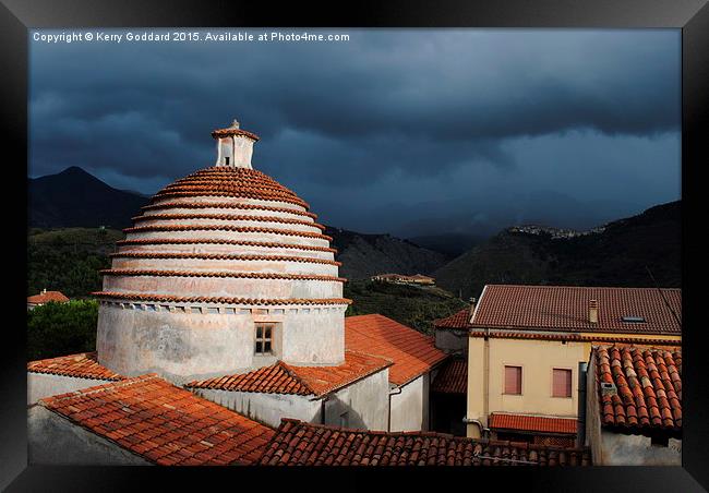  Storm approaching Tortora, Calabria,  Italy Framed Print by Kerry Goddard
