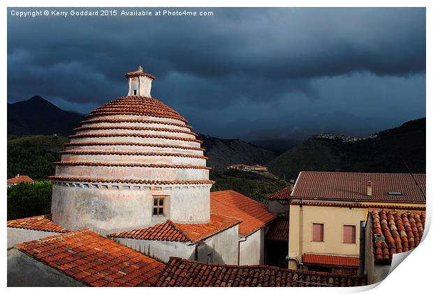  Storm approaching Tortora, Calabria,  Italy Print by Kerry Goddard