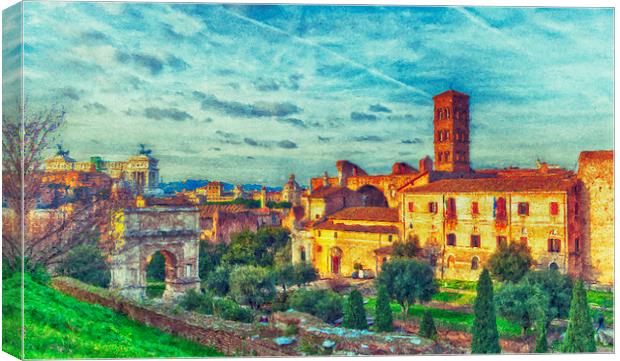 Roman Forum Digital Painting Canvas Print by Antony McAulay