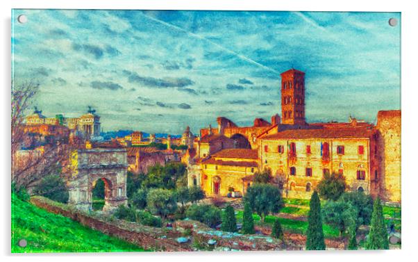 Roman Forum Digital Painting Acrylic by Antony McAulay