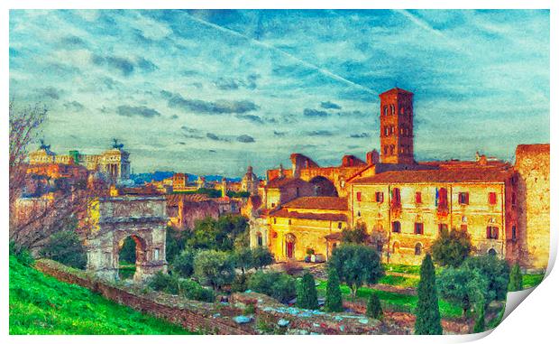 Roman Forum Digital Painting Print by Antony McAulay