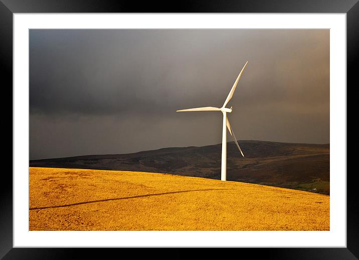  Wind Turbine standing tall in the evening sunligh Framed Mounted Print by Spenser Davies