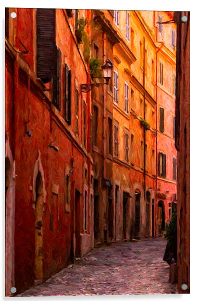 Rome Narrow Street Painting Acrylic by Antony McAulay