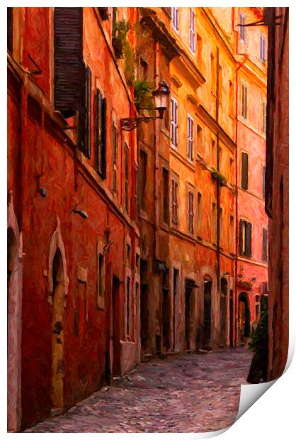 Rome Narrow Street Painting Print by Antony McAulay