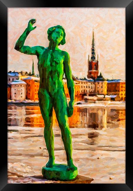 Stockholm Statue Digital Painting Framed Print by Antony McAulay
