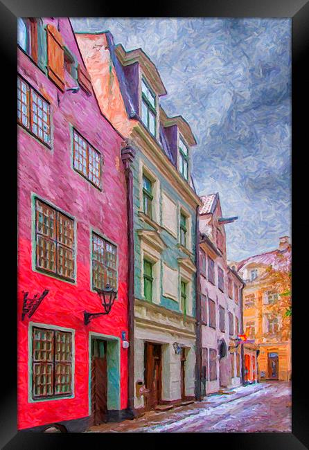 Riga Street Painting Framed Print by Antony McAulay