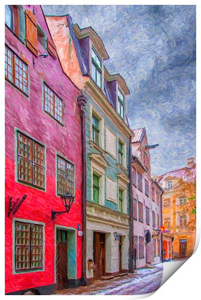 Riga Street Painting Print by Antony McAulay